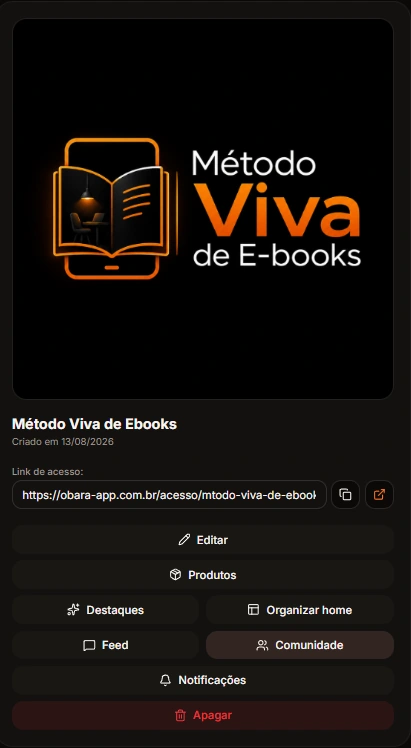 Card de configuração do app Método Viva de Ebooks